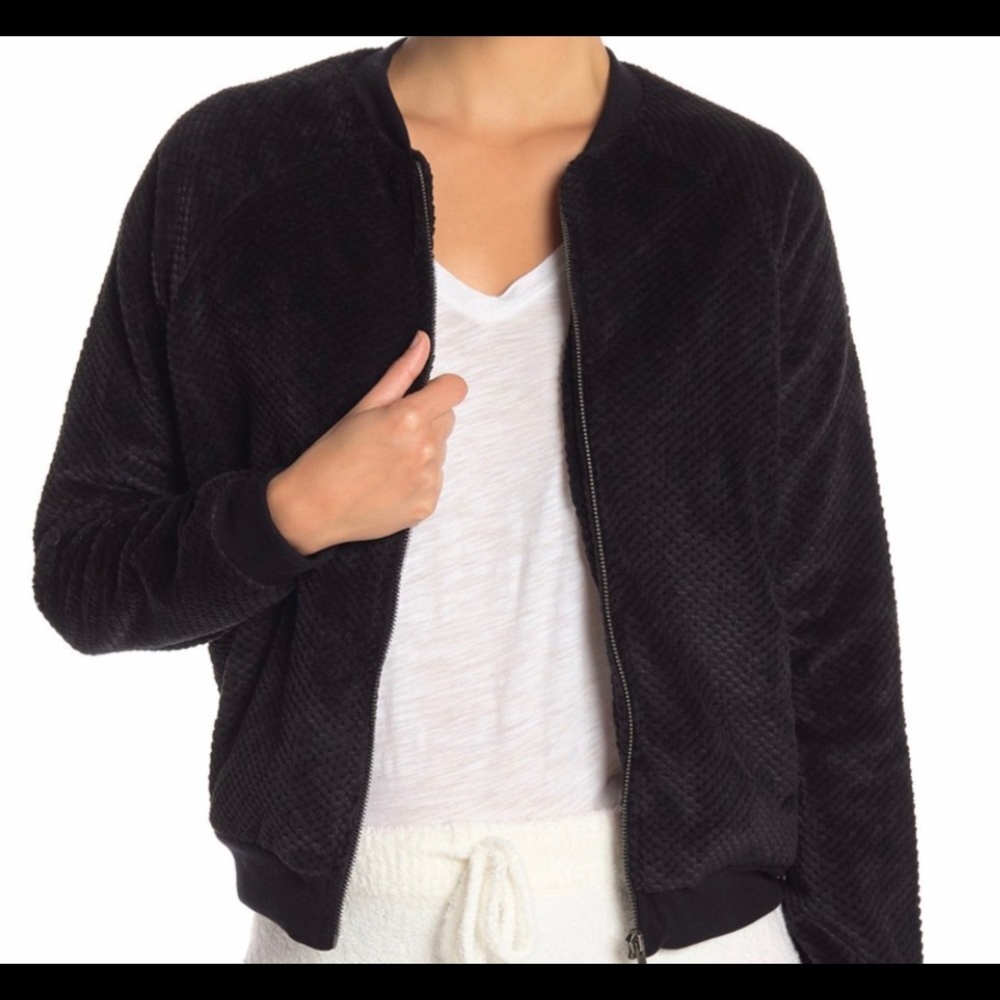 NWT Velvet Striped bomber jacket